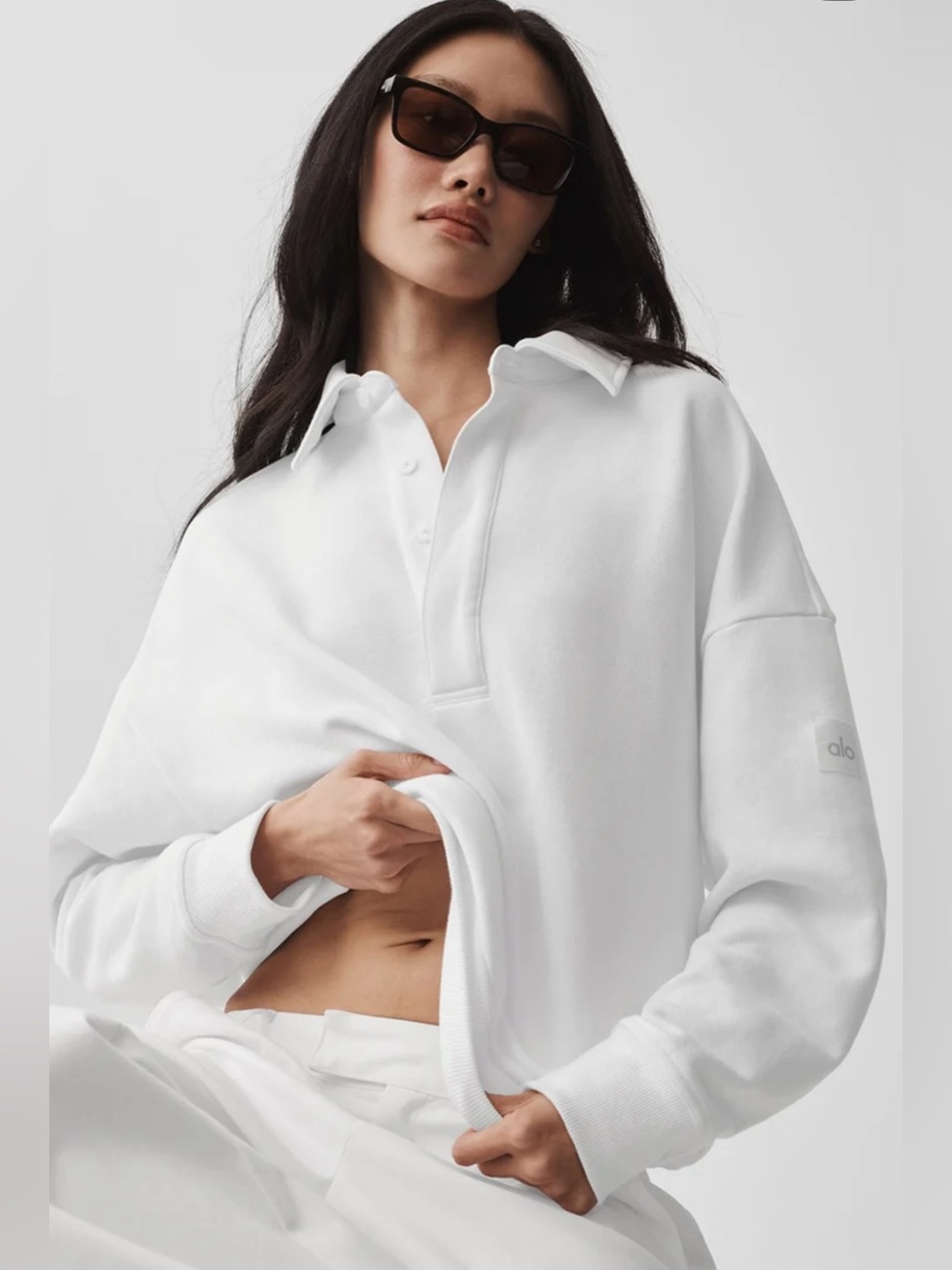 ALO YOGA | ✨NEW✨ Take It Easy Long Sleeve Henley Pullover in White